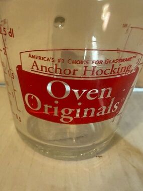 Anchor Hocking Clear Glass Measuring Cup with Red Oven Originals Logo